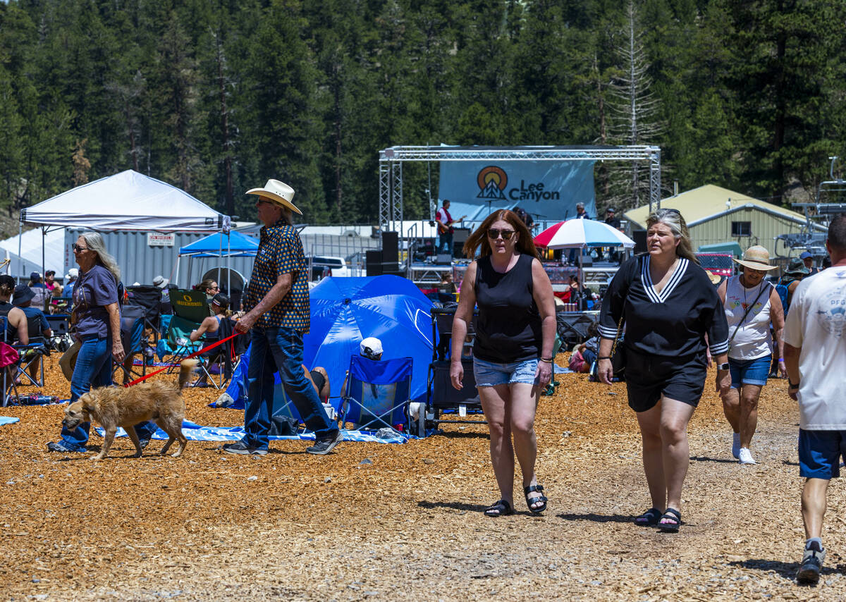 People wander about Rabbit peak as the Parametrics perform during the Music on the Mountain out ...