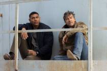 Aaron Pierre and Kyle Chandler in Lanterns. (HBO Max)