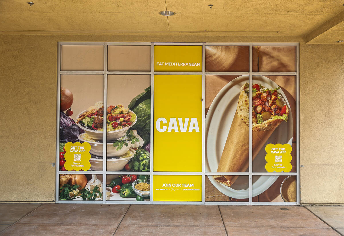 Signage for the future site of CAVA at 5655 Centennial Center Blvd. is photographed Wednesday, ...