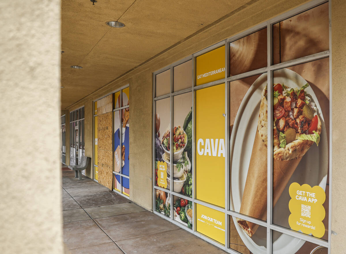 Signage for the future site of CAVA at 5655 Centennial Center Blvd. is photographed Wednesday, ...