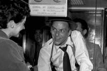 Frank Sinatra sells tickets at the premiere of "Suddenly" on Nov. 11, 1954 at the Fremont Theat ...