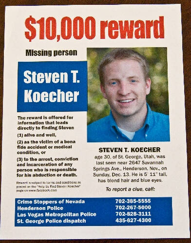 Steven T. Koecher, of St. George, Utah, was last seen Dec. 13, 2009. (neon file)