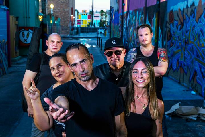 (LtoR) Recovery Band Camp guitarist Jacob Andrzejczak, singer Krista Wells, guitarist David Noo ...
