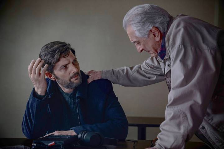 “The Whisper Man,” starring Adam Scott, left, and Robert De Niro, is a jump-scare ...