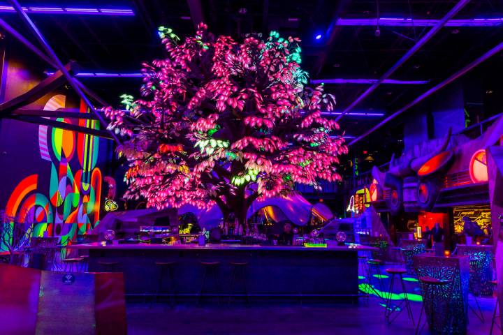 The Oddwood digital maple tree is on display across from Meow Wolf inside Zone 1 during an art ...