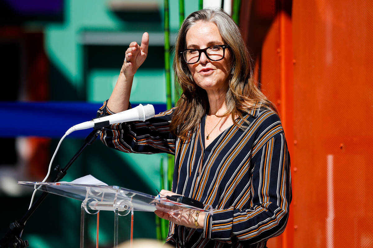 Nevada Tourism and Cultural Affairs Director Brenda Scolari speaks during the opening ceremony ...