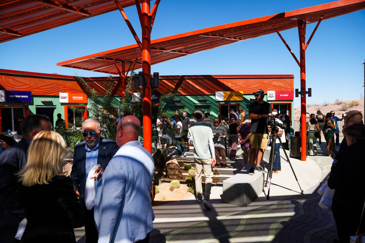 Visitors tour the newly opened Travel Nevada Adventure Center — Boulder City on Wednesday, Oc ...