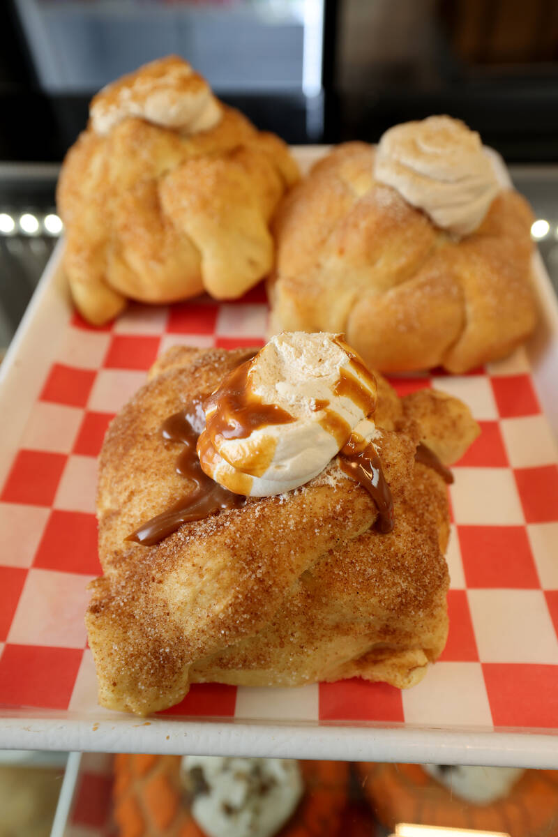 Stuffed conchas are shown at Las Vegas Bakery inside Fergusons Downtown on East Fremont Street ...