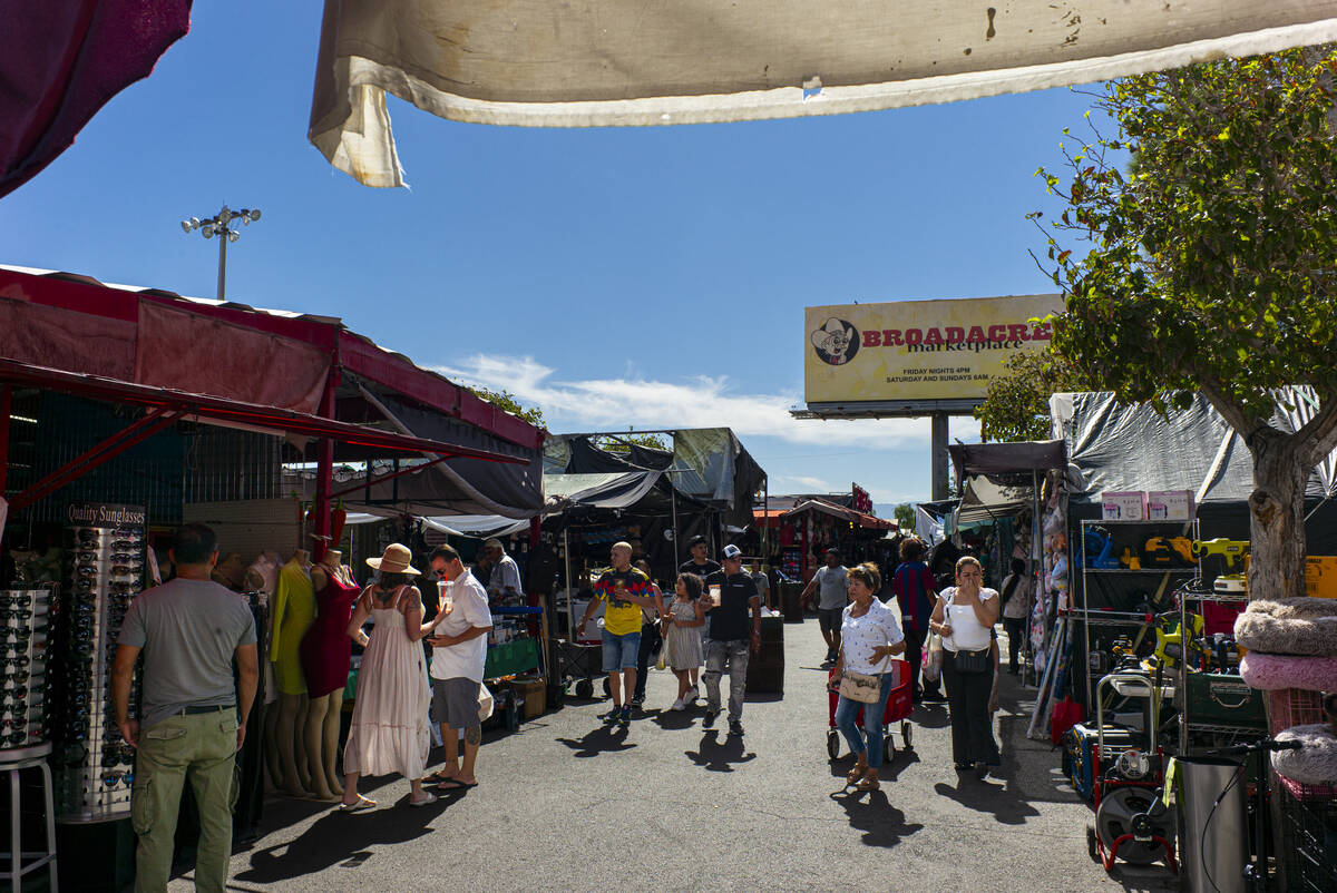 People walk around and explore the Broadacres Marketplace on Sunday, Sept. 20, 2026, in North L ...