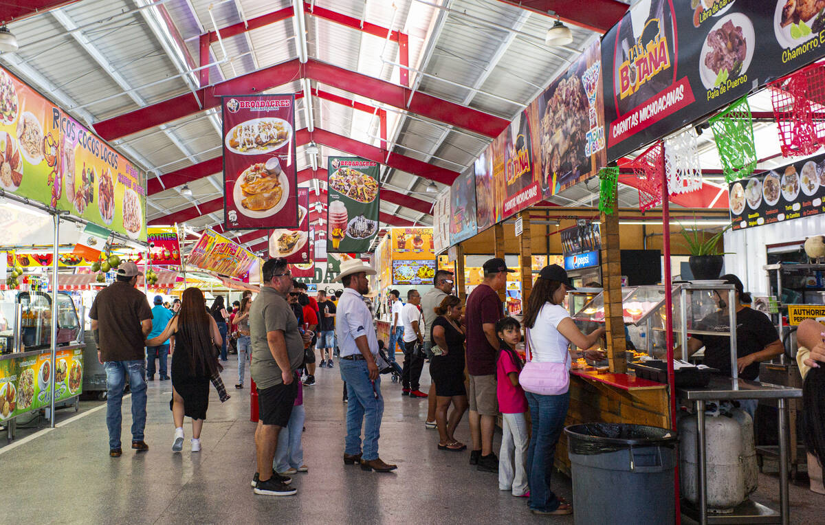 People explore food vendors at the Broadacres Marketplace on Sunday, Sept. 20, 2026, in North L ...