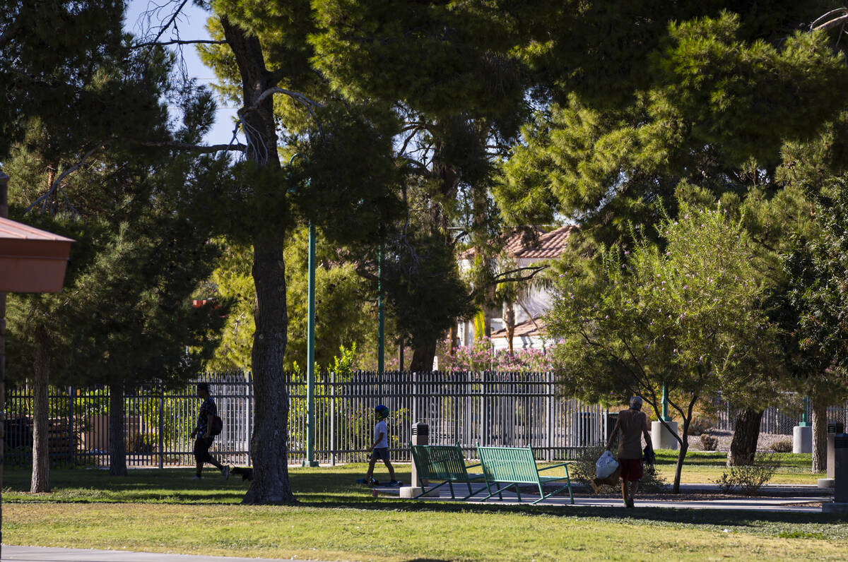People walk around at Craig Ranch Regional Park on Sunday, Sept. 20, 2026, in North Las Vegas. ...