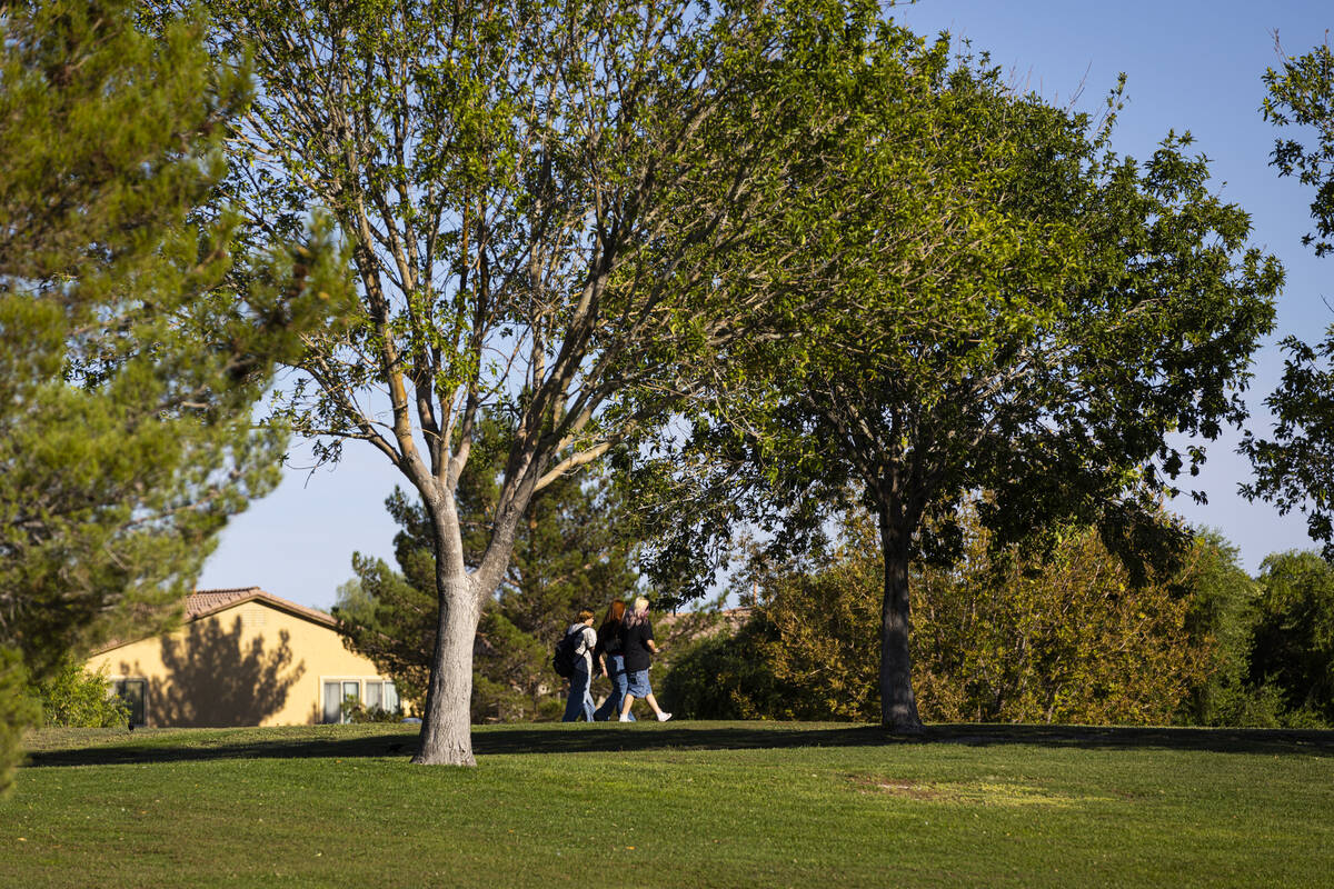 People walk around Aliante Nature Discovery Park on Sunday, Sept. 20, 2026, in North Las Vegas. ...