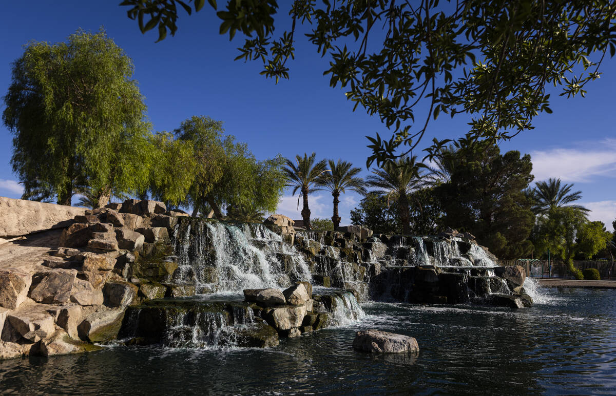 An artificial waterfall is seen at Aliante Nature Discovery Park on Sunday, Sept. 20, 2026, in ...