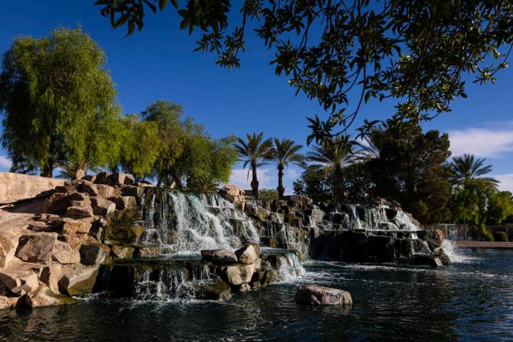 An artificial waterfall is seen at Aliante Nature Discovery Park on Sunday, Sept. 20, 2026, in ...