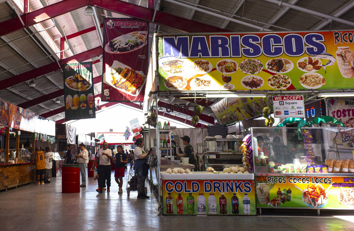 People explore food vendors at the Broadacres Marketplace on Sunday, Sept. 20, 2026, in North L ...