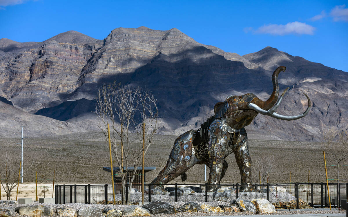 A large metal sculpture of an extinct Columbian mammoth will greet visitors at the new Ice Age ...