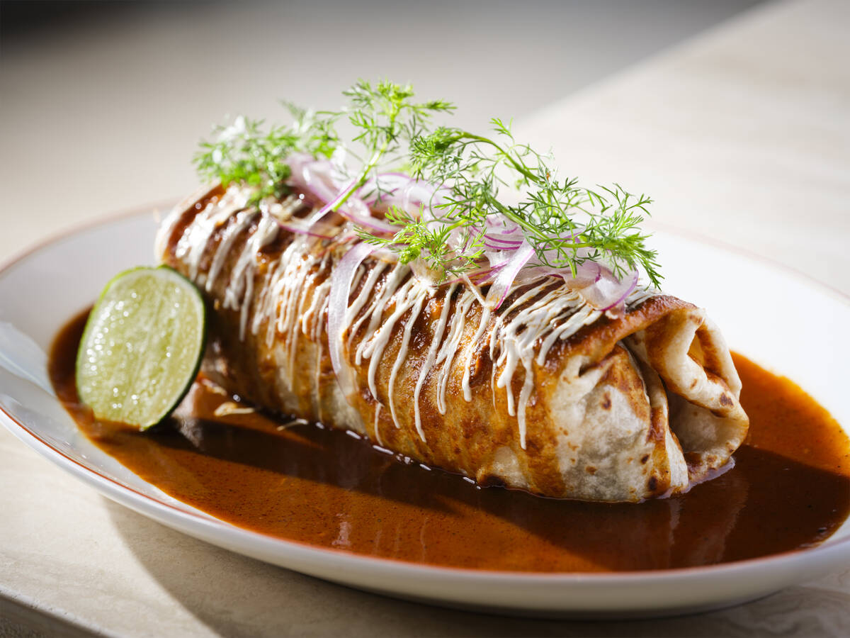 A beef birria breakfast burrito from Wynn's Cliff House Grill, the new restaurant overlooking t ...