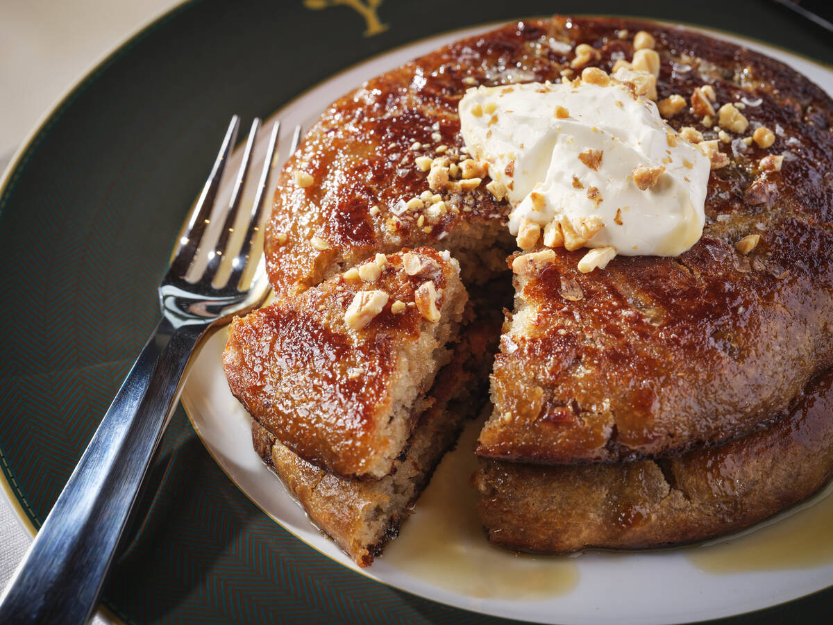 Sticky toffee pudding pancakes from Wynn's Cliff House Grill, the new restaurant overlooking th ...