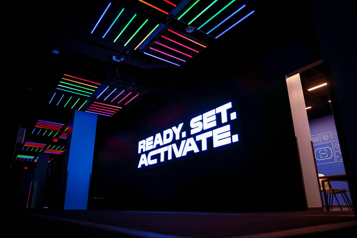“Ready. Set. Activate.” sign in the hallway of the gaming hallway area at Activat ...