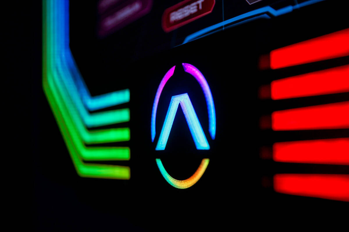 Activation Games’ logo on a welcome screen pad in Activation Games at Town Square on Thu ...
