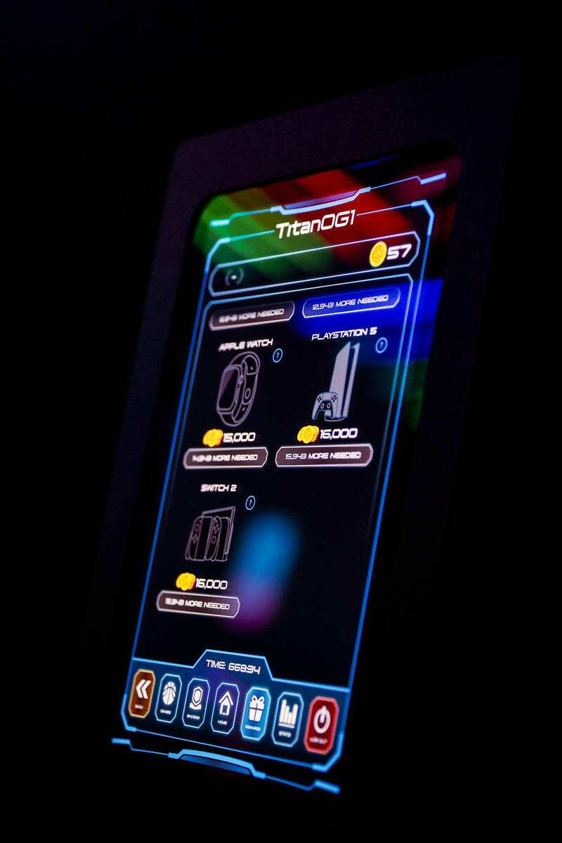 The screen displaying redeemable prizes for players to win at Activate Games in Town Square on ...