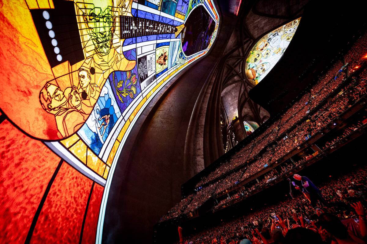 Metallica rocks the Sphere in the opening night of "Life Burns Faster" on Thursday, Oct. 1, 202 ...