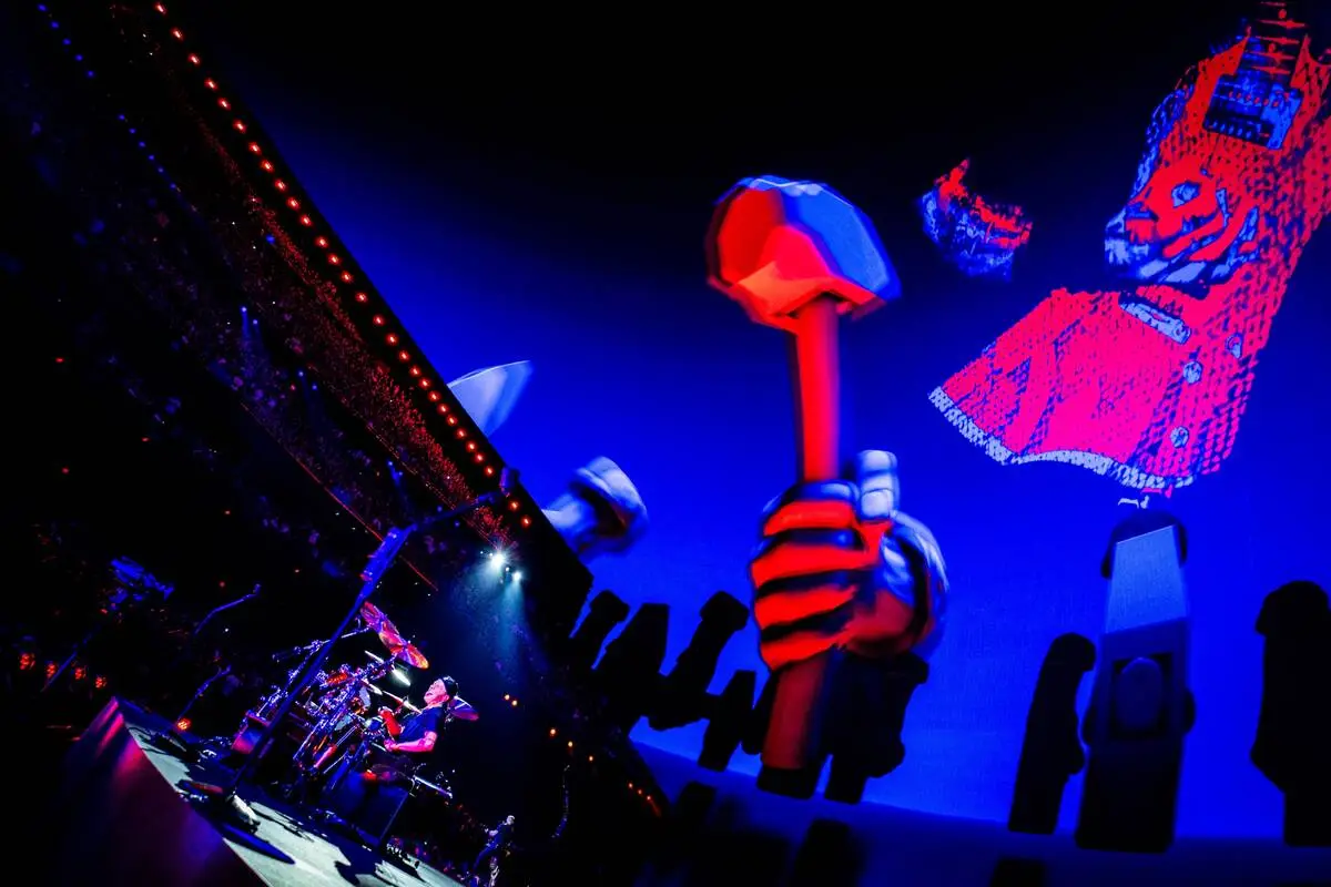 Metallica rocks the Sphere in the opening night of "Life Burns Faster" on Thursday, Oct. 1, 202 ...