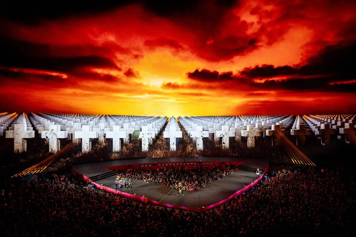 Metallica rocks the Sphere in the opening night of "Life Burns Faster" on Thursday, Oct. 1, 202 ...