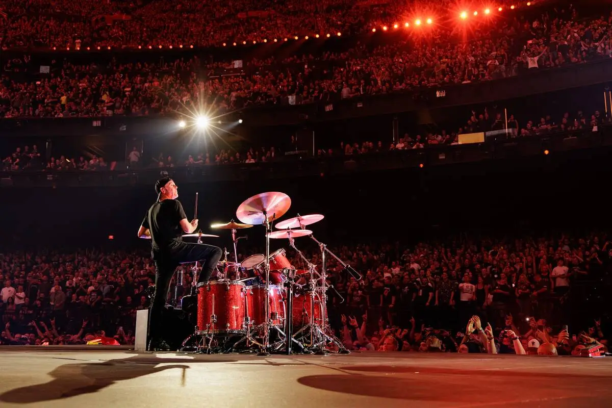 Metallica rocks the Sphere in the opening night of "Life Burns Faster" on Thursday, Oct. 1, 202 ...