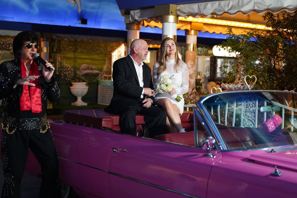 Veteran Elvis impressionist Jeff Stanulis, far left, is shown with Rick Harrison and Angie Polu ...